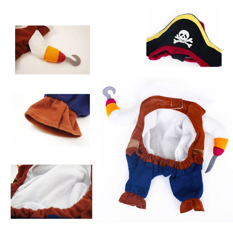 Mikayoo Pet Costume Fashion Pirates of The Caribbean Style Clothes Halloween Suit with a Hat Costume Apparel for Dog & Cat (M) - Image 3